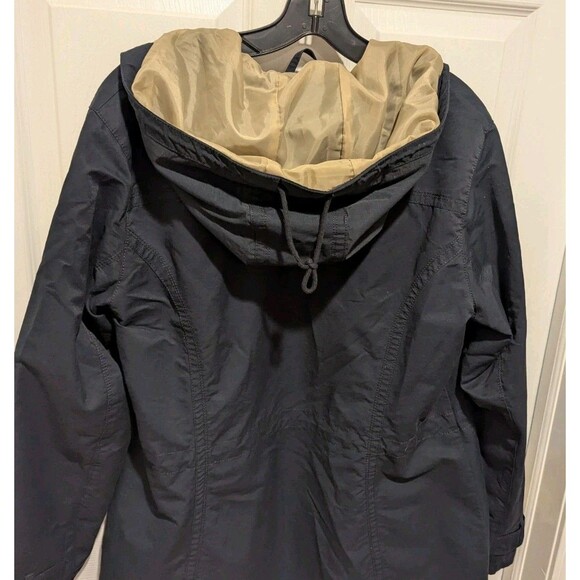 Vintage Eddie Bauer Women's Large Navy Blue Full Zip Nylon Rain Jacket Coat - Picture 6 of 10